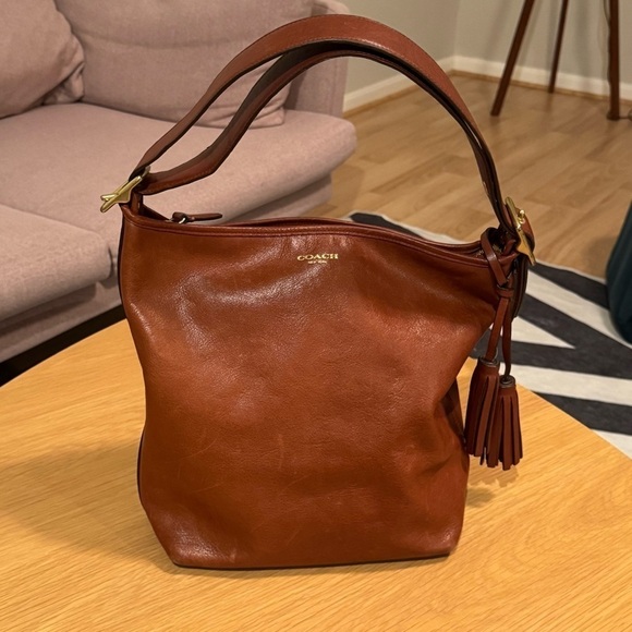 COACH Vintage Legacy Duffle Bag Cognac Brown w/ Tassels Creed H1293-19889 - Picture 1 of 9
